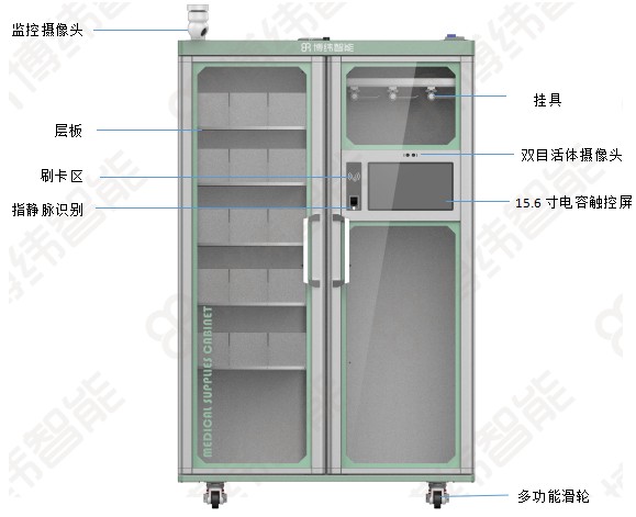 BRG-212 RFID智能醫(yī)療（雙門）耗材柜 超高頻RFID智能高值耗材柜